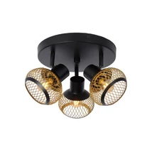 Plafoniera tip spot Lucide LUCAS stil modern metal auriu mat-alama negru forma rotund E14 IP20 - 45900/13/02