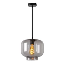 Pendul Lucide MEDINE stil modern sticla gri fumuriu negru forma glob E27 IP20 - 46413/01/65