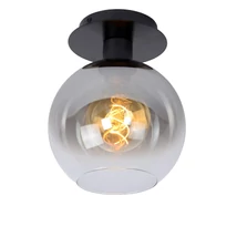Plafoniera Lucide MARIUS stil retro sticla negru gri fumuriu forma glob E27 IP20 - 74114/01/30