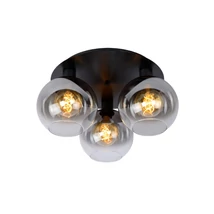 Plafoniera Lucide MARIUS stil retro sticla negru gri fumuriu forma glob E27 IP20 - 74114/03/30