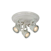 Plafoniera tip spot Lucide CIGAL stil cabana metal alb antic forma rotund GU10-LED IP20 - 77974/15/21