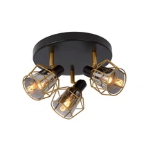 Plafoniera tip spot Lucide NILA stil Vintage metal negru gri fumuriu forma unghiular E14 IP20 - 77977/13/30
