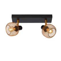 Plafoniera tip spot Lucide MAREN stil retro metal auriu mat-alama negru forma dreptunghi E14 IP20 - 77978/02/02