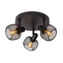 Plafoniera tip spot Lucide MAREN stil retro metal negru forma rotund E14 IP20 - 77978/13/30