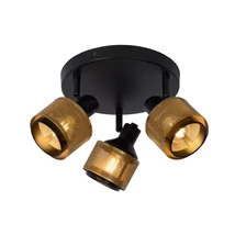 Plafoniera tip spot Lucide RAFA stil clasic metal negru auriu mat-alama forma rotund E14 IP20 - 77980/13/30