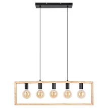 Pendul Rabalux INDIGO E27 metal negru cu abajur lemn fagstil scandinav IP20 - 2294