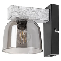 Aplica de perete Rabalux CARDAMOM E14 metal lemn argintiu stejar cu abajur sticla sticla fumuriustil modern IP20 - 3081