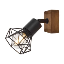Spot Rabalux ZEUS E14 metal lemn stejar cu abajur metal negru matstil Industrial IP20 - 3137