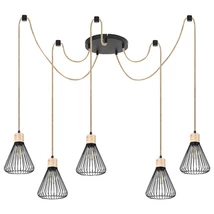 Pendul Rabalux FARFALLE E27 metal lemn negru cu abajur metal stil Industrial IP20 - 3150
