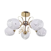 Plafoniera Rabalux FAUNA E27 metal auriu cu abajur sticla alb cu motivestil clasic IP20 - 5099