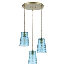Pendul Rabalux AZURINE E27 metal auriu cu abajur sticla albastrustil modern IP20 - 5227