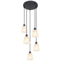 Pendul Rabalux JARINA E27 metal negru cu abajur sticla transparentstil clasic IP20 - 5334