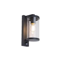 Aplica exterior cu senzor de miscare Rabalux SILISTRA E27 aluminiu antracit cu abajur sticla transparentstil Industrial IP44 - 7892