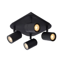 Plafoniera spot baie Lucide LENNERT stil modern metal negru forma unghiular GU10-LED IP44 - 26958/20/30