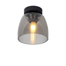Plafoniera baie Lucide TYLER stil retro sticla negru gri fumuriu forma semicircular G9 IP44 - 30164/01/30