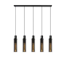 Pendul Lucide ORLANDO stil modern sticla gri fumuriu negru forma dreptunghi E27 IP20 - 74404/05/65