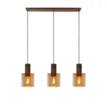 Pendul Lucide TOLEDO stil Vintage sticla chihlimbar cuper forma cilindric E27 IP20 - 74405/03/62