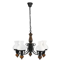 Candelabru Rabalux PETRONEL E27 metal lemn negru mat cu abajur sticla sticla opalstil clasic IP20 - 7079