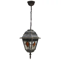 Pendul exterior Rabalux MONACO E27 metal auriu antic cu abajur sticla coloratstil clasic IP43 - 8184