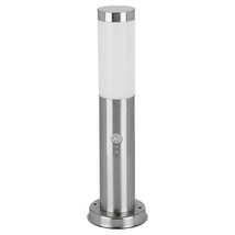 Stalp exterior cu senzor de miscare Rabalux INOXTORCH E27 metal crom satinat cu abajur plastic albstil modern IP44 - 8267