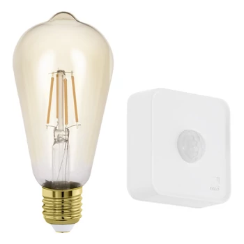 Bec dimabil Eglo E27-LED 4,9W 2200K 500lm 320° baza din plastic alb, abajur sticla chihlimbar | 12258