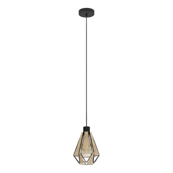 Pendul Eglo ADWICKLE, dulie E27, nu contine becul, IP20, baza din otel negru, abajur textil natur | Eglo-43776