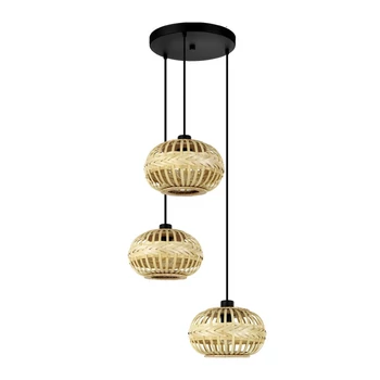 Pendul Eglo AMSFIELD 1 metal, negru, maro, natural, E27 - 43864