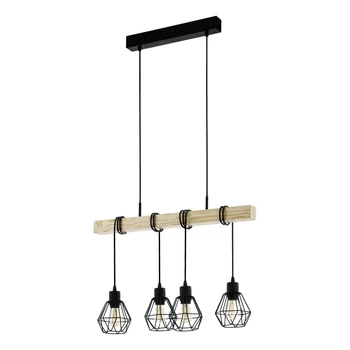 Pendul Eglo TOWNSHEND 5 metal, lemn, negru, maro, E27 - 44075