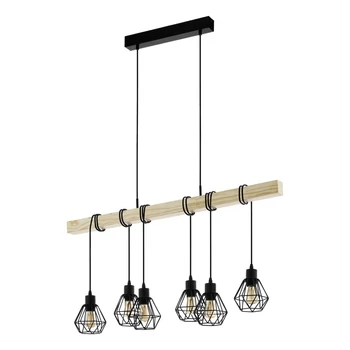 Pendul Eglo TOWNSHEND 5 metal, lemn, negru, maro, E27 - 44076