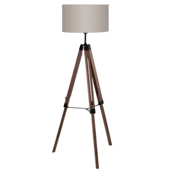 Lampadar Eglo LANTADA metal, lemn, textil, negru, maro, taupe, E27 - 44115