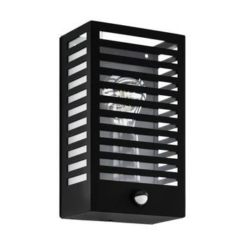Aplica exterior cu senzor de miscare Eglo ALAMONTE 3, dulie E27, nu contine becul, IP44, baza din aluminiu-otel negru | Eglo-900137