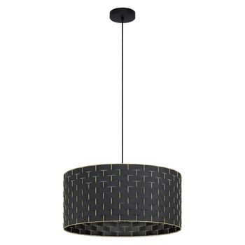 Pendul Eglo MARASALES, dulie E27, nu contine becul, IP20, baza din otel negru, abajur textil negru-alama | Eglo-99525