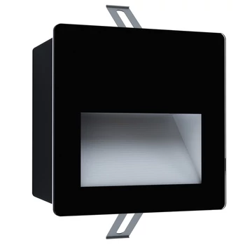 Iluminat trepte exterior Eglo ARACENA, LED integrat inclus, IP65, baza din aluminiu-plastic alb-negru, abajur sticla negru | Eglo-99574