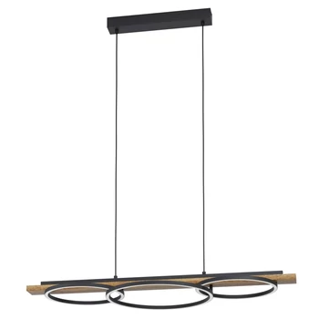 Pendul Eglo BOYAL, LED integrat inclus, IP20, baza din otel-lemn negru-maro, abajur plastic alb | Eglo-99624