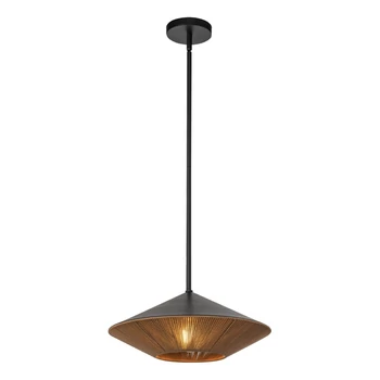 Pendul Elstead metal, franghie, negru, natur, E27 - ELS-ALM-DAPHNE-P-L-MB