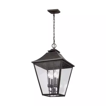 Pendul exterior Elstead GALENA metal, sticla, negru, transparent, E14, IP44 - FE-GALENA8-XL-SBL