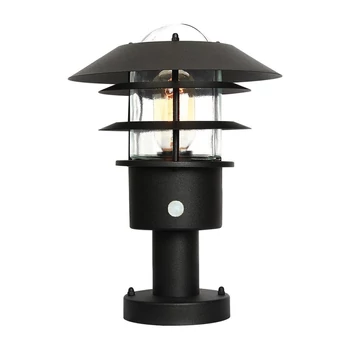 Lampadar exterior Elstead HELSINGOR metal sticla negru transparent E27 IP44 - HELSINGOR-PIR-PED-BK