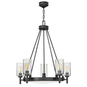Candelabru Elstead metal, sticla, negru, transparent, E27 - ELS-HK-COLLIER5-BX