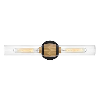 Aplica de perete de baie  Elstead metal, sticla, alama, negru, transparent, E27, IP44 - ELS-HK-ELLISON2-BK-HB