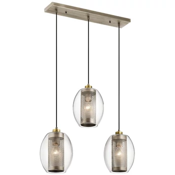 Pendul Elstead ASHER metal sticla argintiu transparent E27 - KL-ASHER-3PR-AP