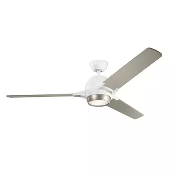 Ventilator Elstead ZEUS metal, plastic, alb, argintiu, LED, 3000K, 10W, 1116lm - KLF-ZEUS-60-WHT