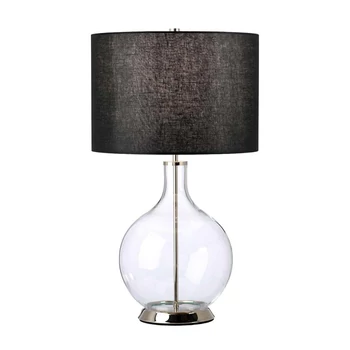 Veioza Elstead ORB sticla, metal, textil, transparent, nichel, negru, E27 - ORB-CLEAR-PN-BLK