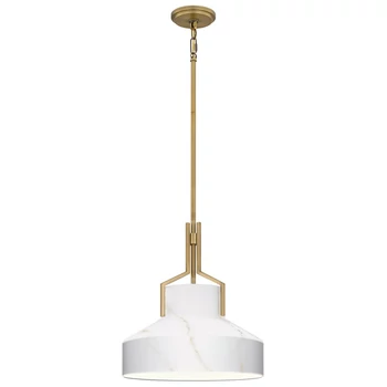 Pendul Elstead metal, sticla, alama, alabastru, E27 - ELS-QZ-BRECKEN-2P-AB-ABG