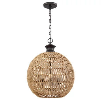 Pendul Elstead metal, franghie, bronz, natur, E27 - ELS-QZ-CASABLANCA-3P-PBZ