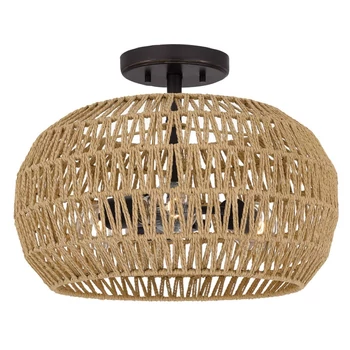Plafoniera Elstead metal, franghie, bronz, natur, E27 - ELS-QZ-CASABLANCA-3SF-PBZ