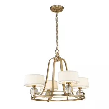 Candelabru Elstead GOTHAM metal, sticla, textil, alama, transparent, crem, G9 - QZ-GOTHAM4-BB