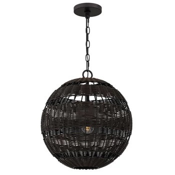 Pendul Elstead metal, rattan, bronz, E27 - ELS-QZ-LINDENDALE-P-WT