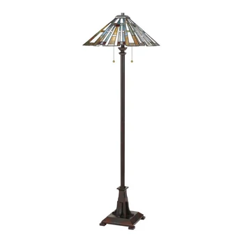 Lampadar Elstead MAYBECK metal, sticla Tiffany, bronze, E27 - QZ-MAYBECK-FL