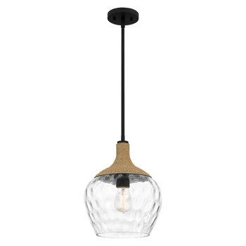Pendul Elstead metal, sticla, franghie, negru, transparent,  - ELS-QZ-ROYER-1P-MBK
