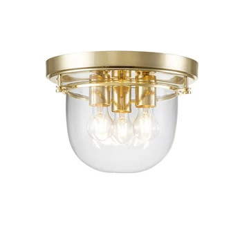 Plafoniera pentru baie Elstead WHISTLING metal, sticla, alama, transparent, E27, IP44 - QZ-WHISTLING-F-PB